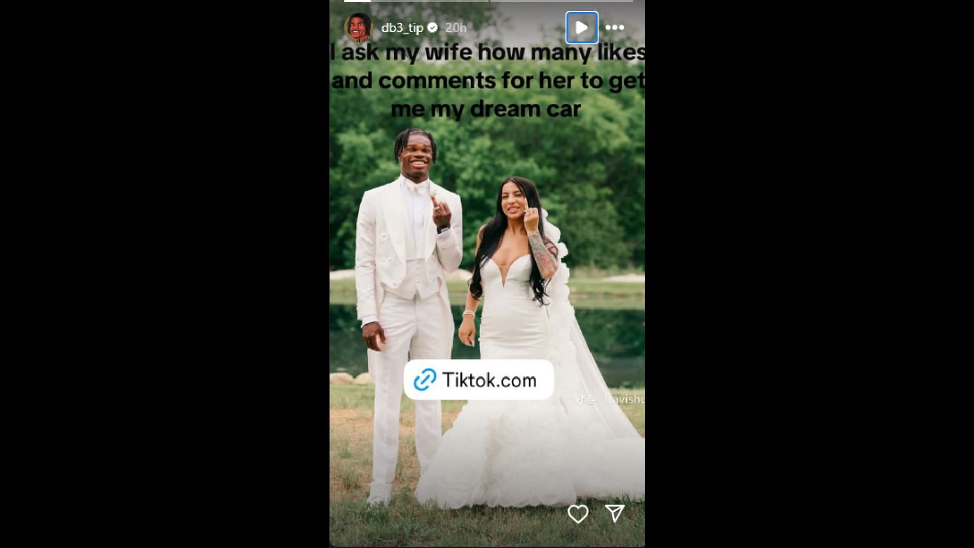 Hunter made a fun bet with his wife Leanna (image credit: instagram/db3_tip)